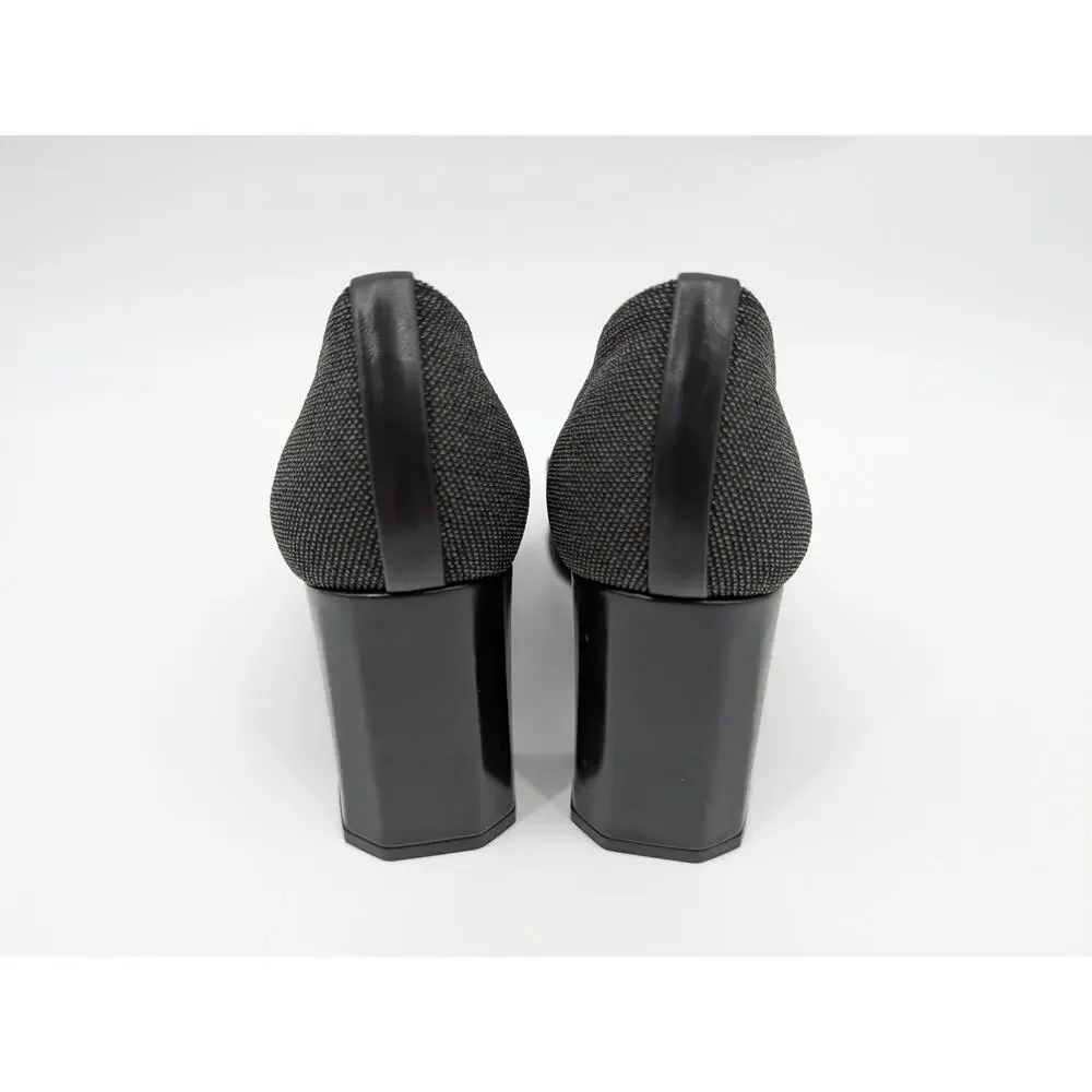 Stuart Weitzman Square Toe Women's Heels Sz 7 Minimalist Academia Black and Gray